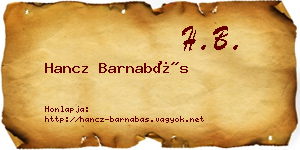 Hancz Barnabás névjegykártya